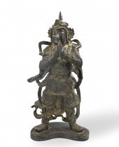 LARGE CHINESE BRONZE FIGURE OF WEI TUO,MING
