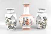 3 CHINESE FAMILLE ROSE VASES 1960S  3019df