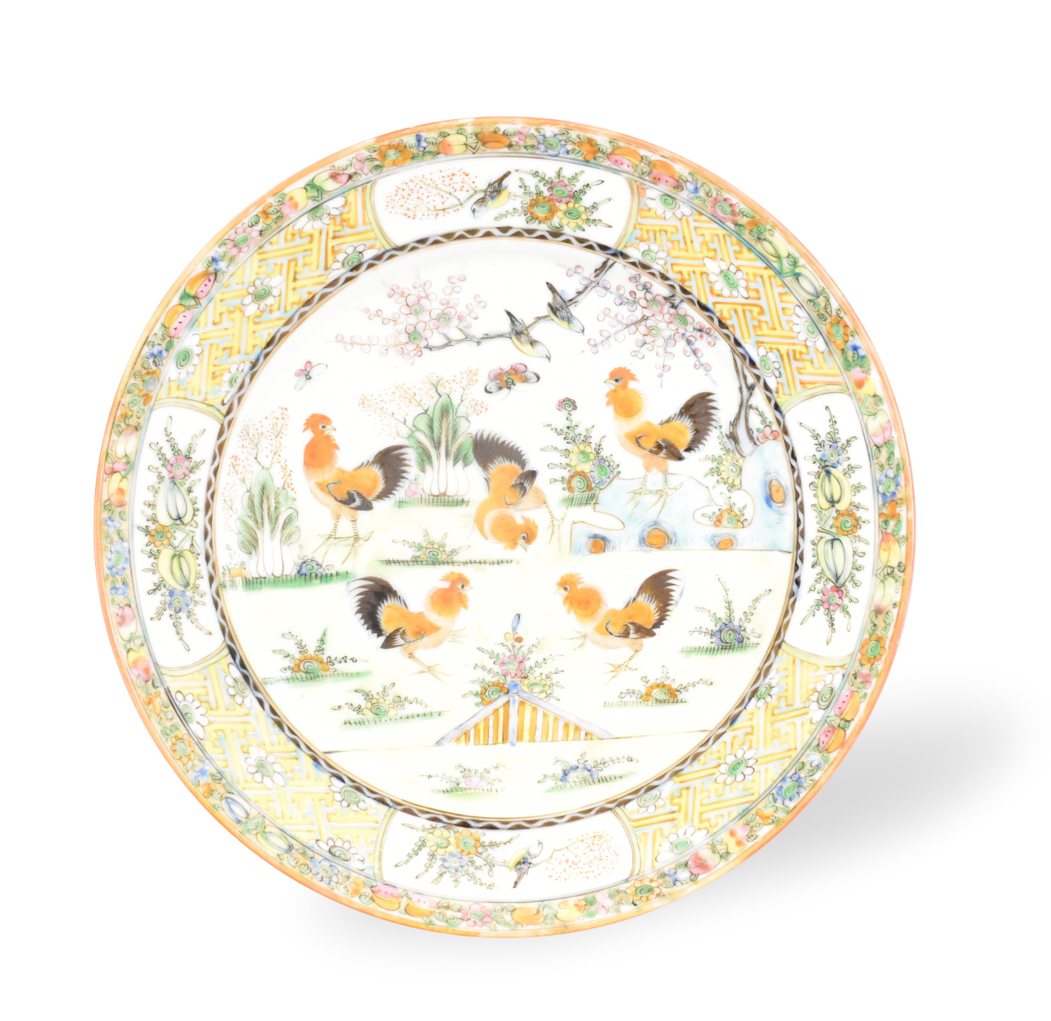 CHINESE EXPORT ROOSTER PLATE ROC 301ad0