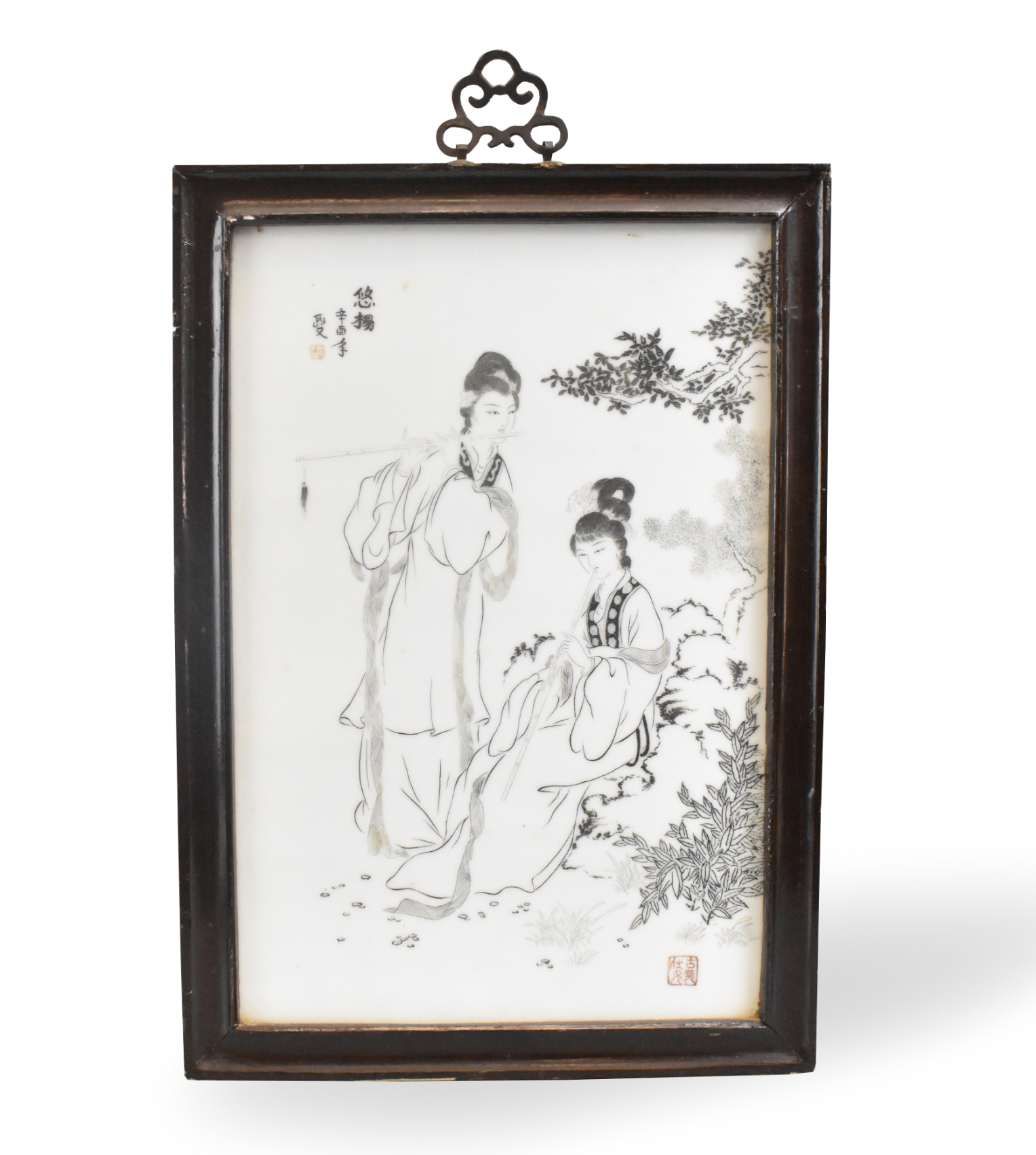CHINESE PORCELAIN PLAQUE W INCISED 301b38