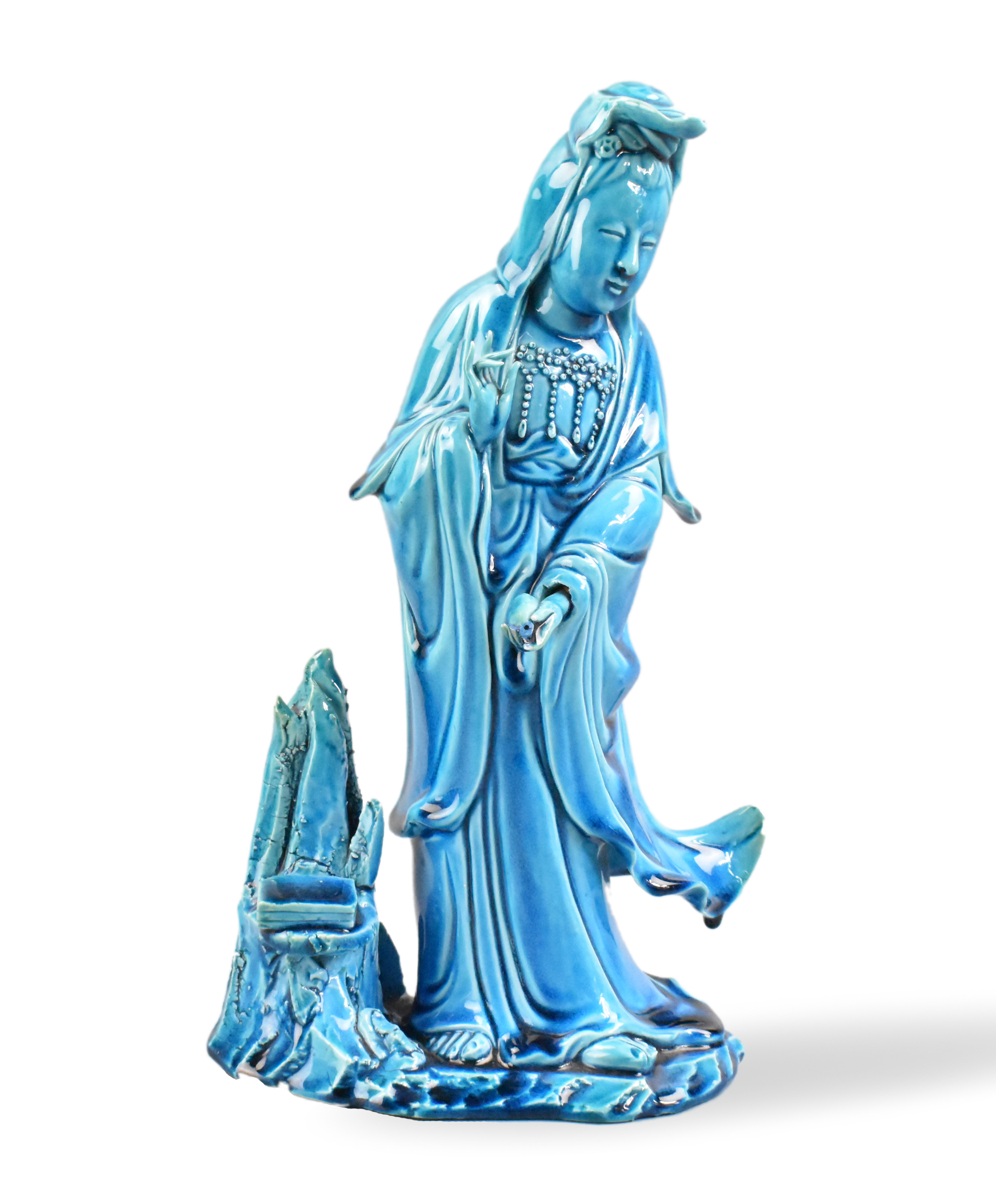 CHINESE PEACOCK BLUE GLAZED GUANYIN  301c95
