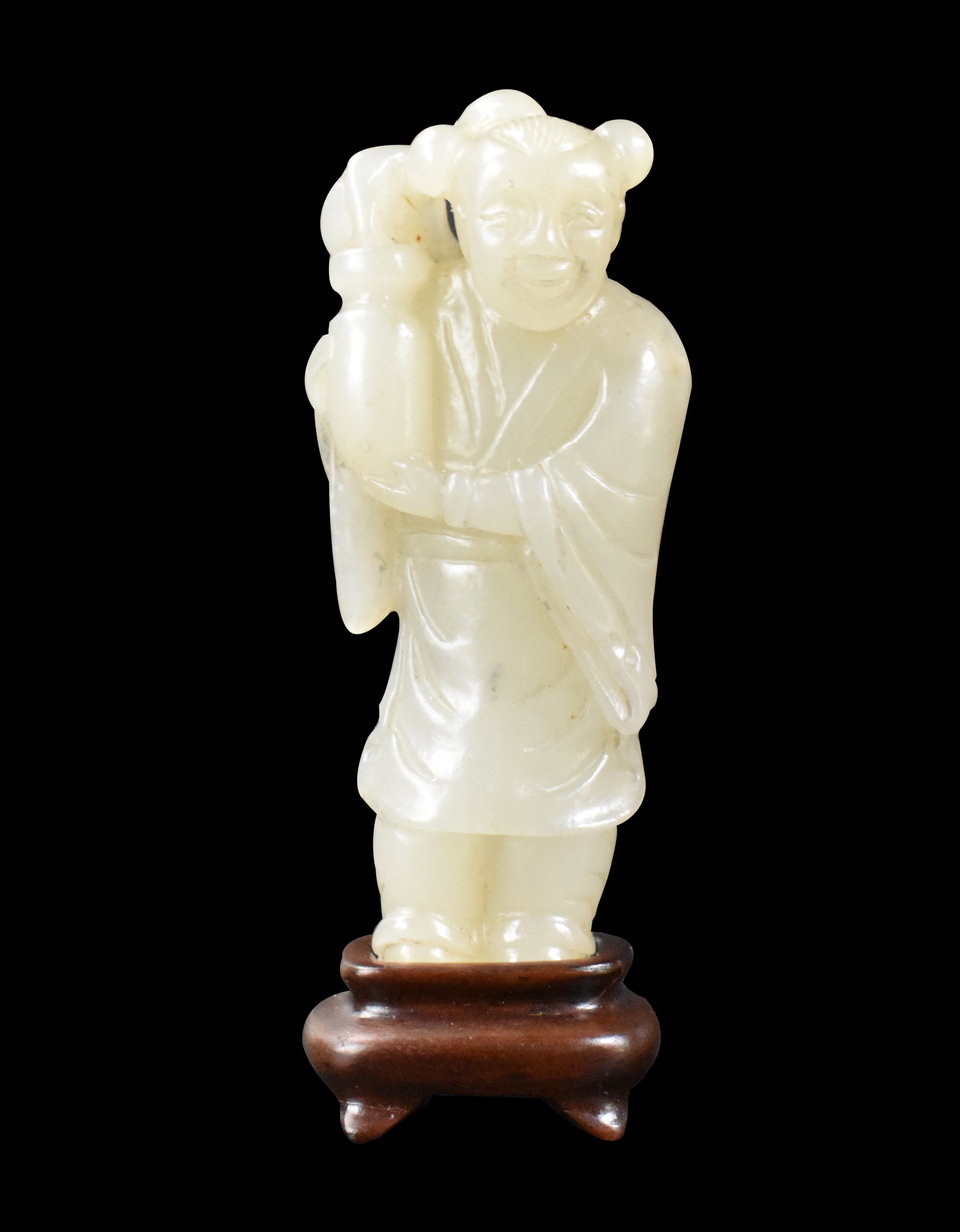 CHINESE JADE CARVED FIGURE HOLDING 301cb2