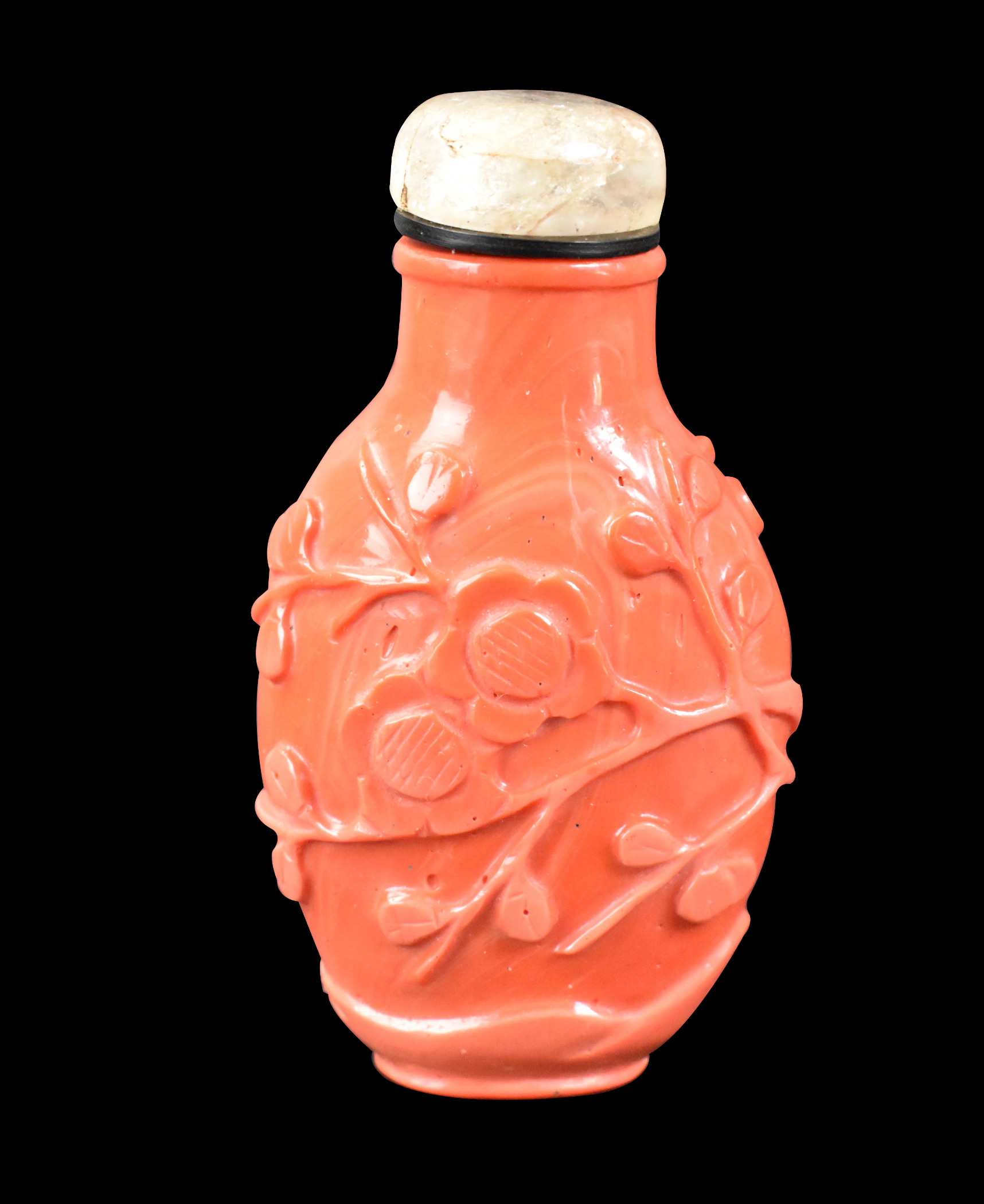CHINESE CORAL CARVED SNUFF BOTTLE  301ccf