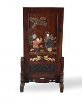 CHINESE WOOD TABLE SCREEN INLAID W/