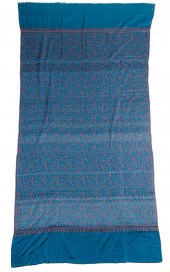 FINE INDIAN EMBROIDERED BLUE CASHMERE