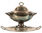 AMERICAN SILVER-PLATED SOUP TUREEN WITH