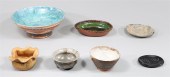 Group of seven vintage studio pottery