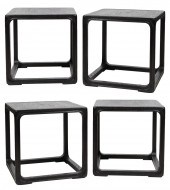 FOUR ARHAUS BLACK-PAINTED WOOD END TABLESFour