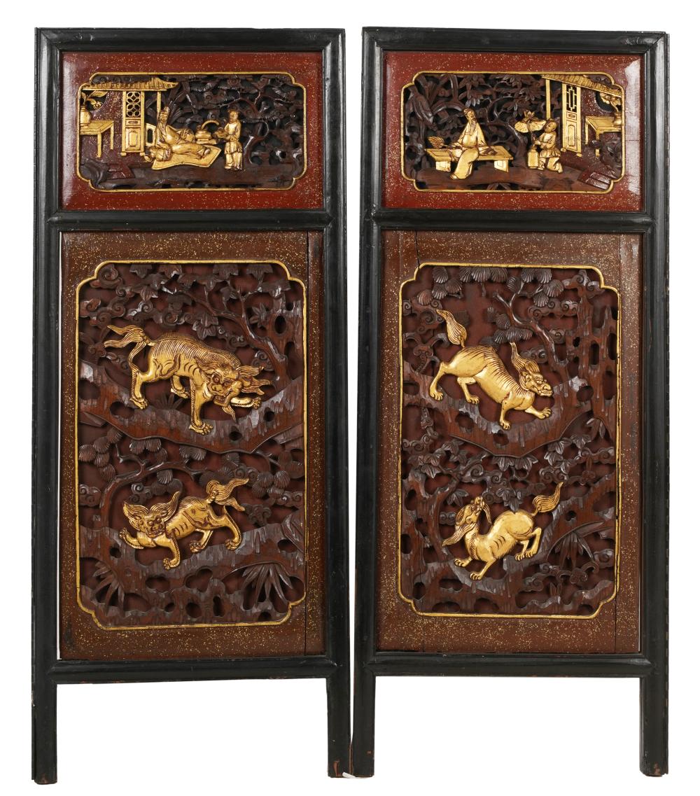 PAIR OF CHINESE LACQUERED AND GILT 305526