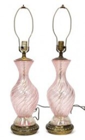 A pair of vintage baluster form pink