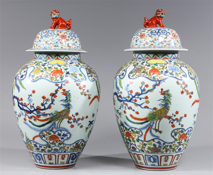 Pair of large Chinese covered ceramic 303966