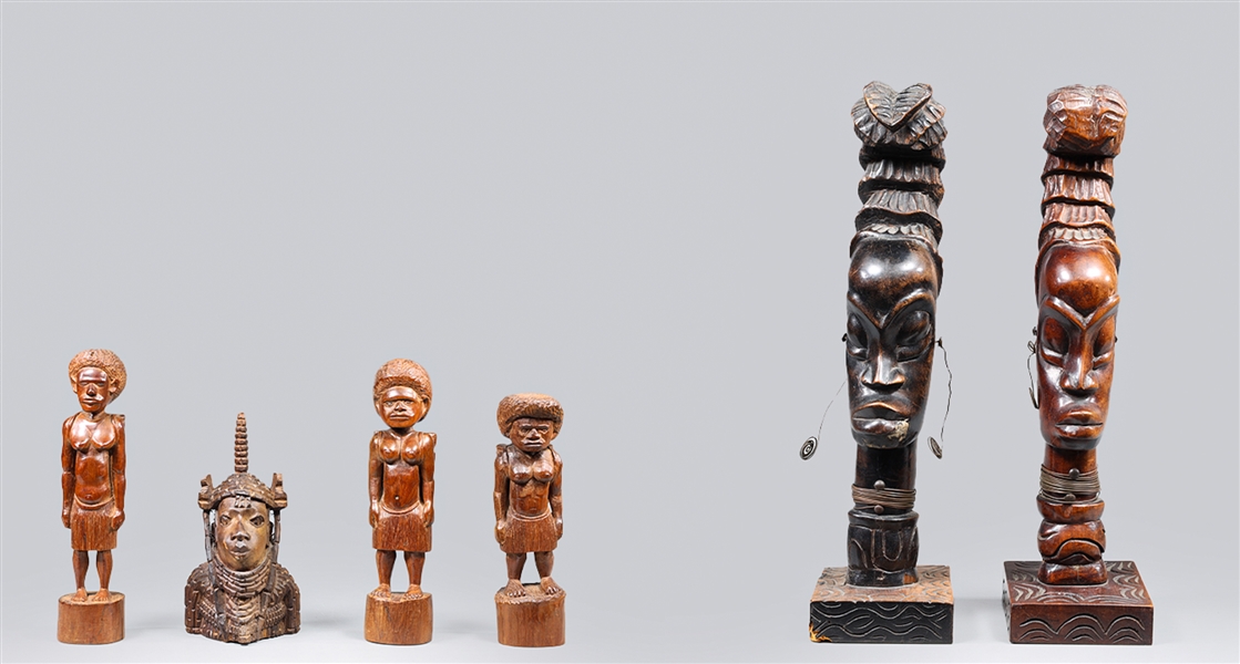 Group of six vintage carved African 303b98