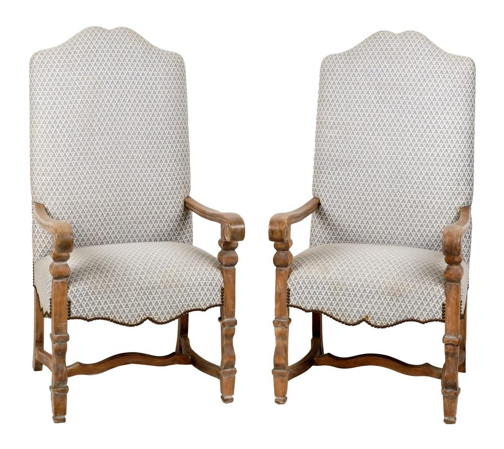 PAIR BAROQUE STYLE CARVED ARMCHAIRS 304045
