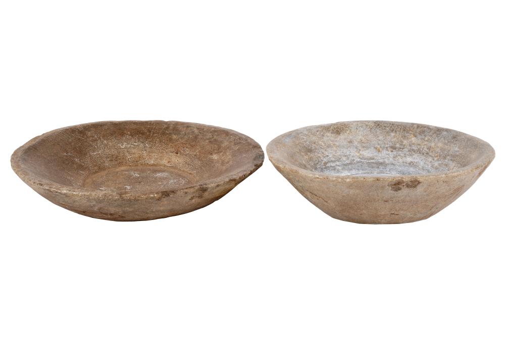 TWO PRIMITIVE CARVED STONE BOWLSTwo 3040bf