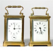 2 French brass and glass carriage clocks