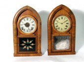 2 mahogany miniature ogee shelf clocks