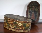 TWO 19TH C. PAINTED BRIDES BOXES. Oval