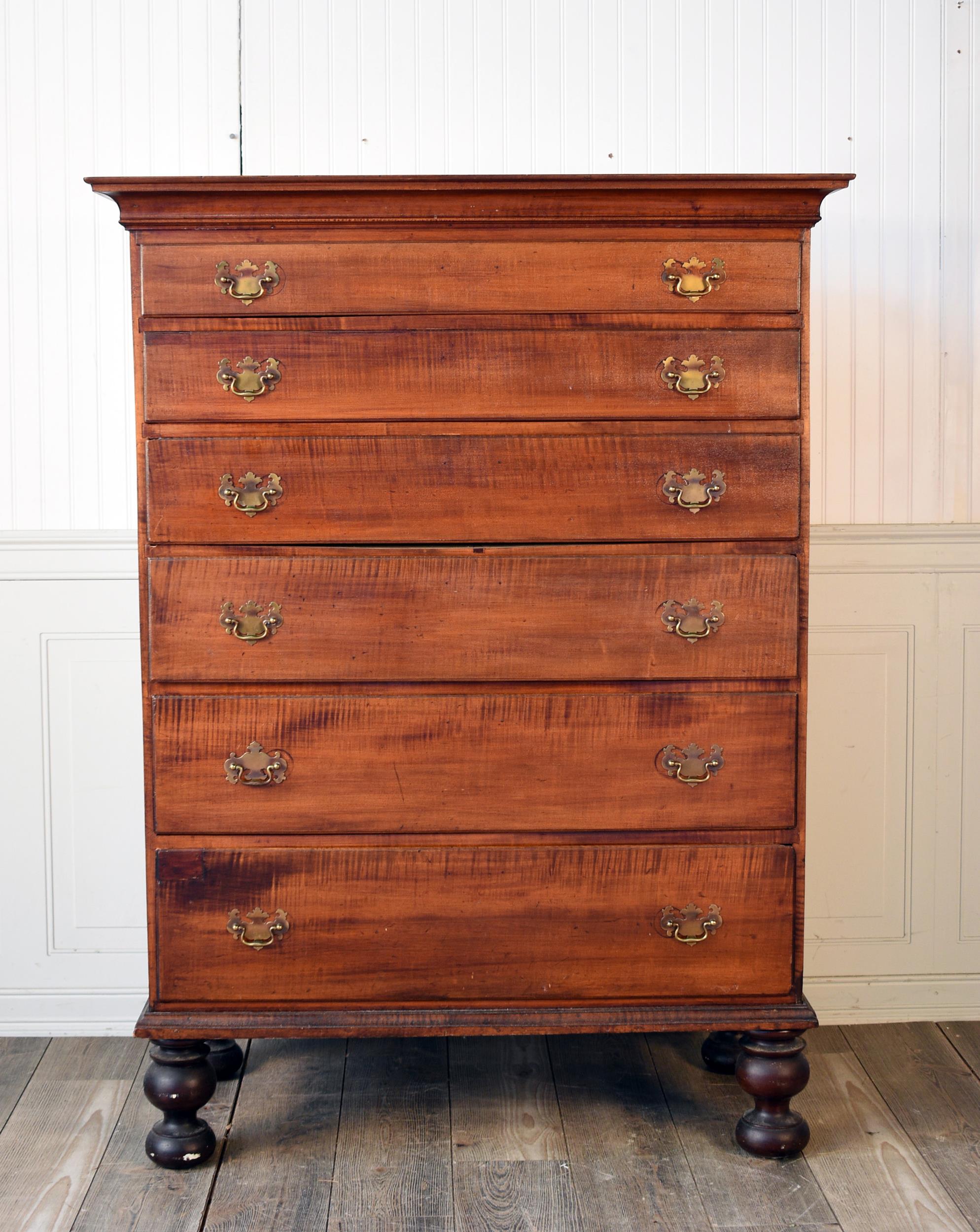 PERIOD TIGER MAPLE TALL CHEST  307495