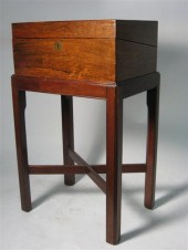English mahogany lap desk on stand 