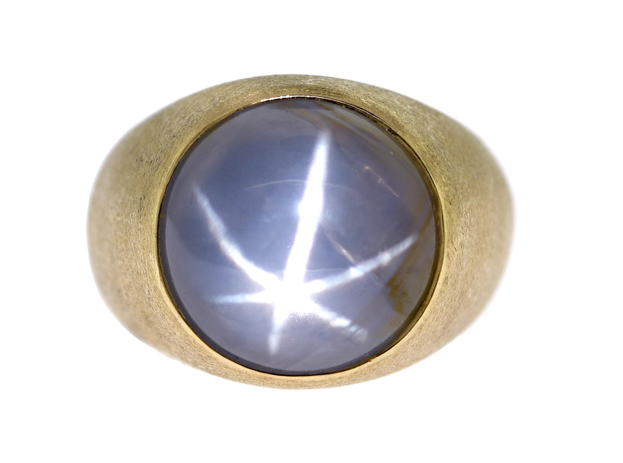 LARGE 14K GRAY STAR SAPPHIRE RING  3076a6