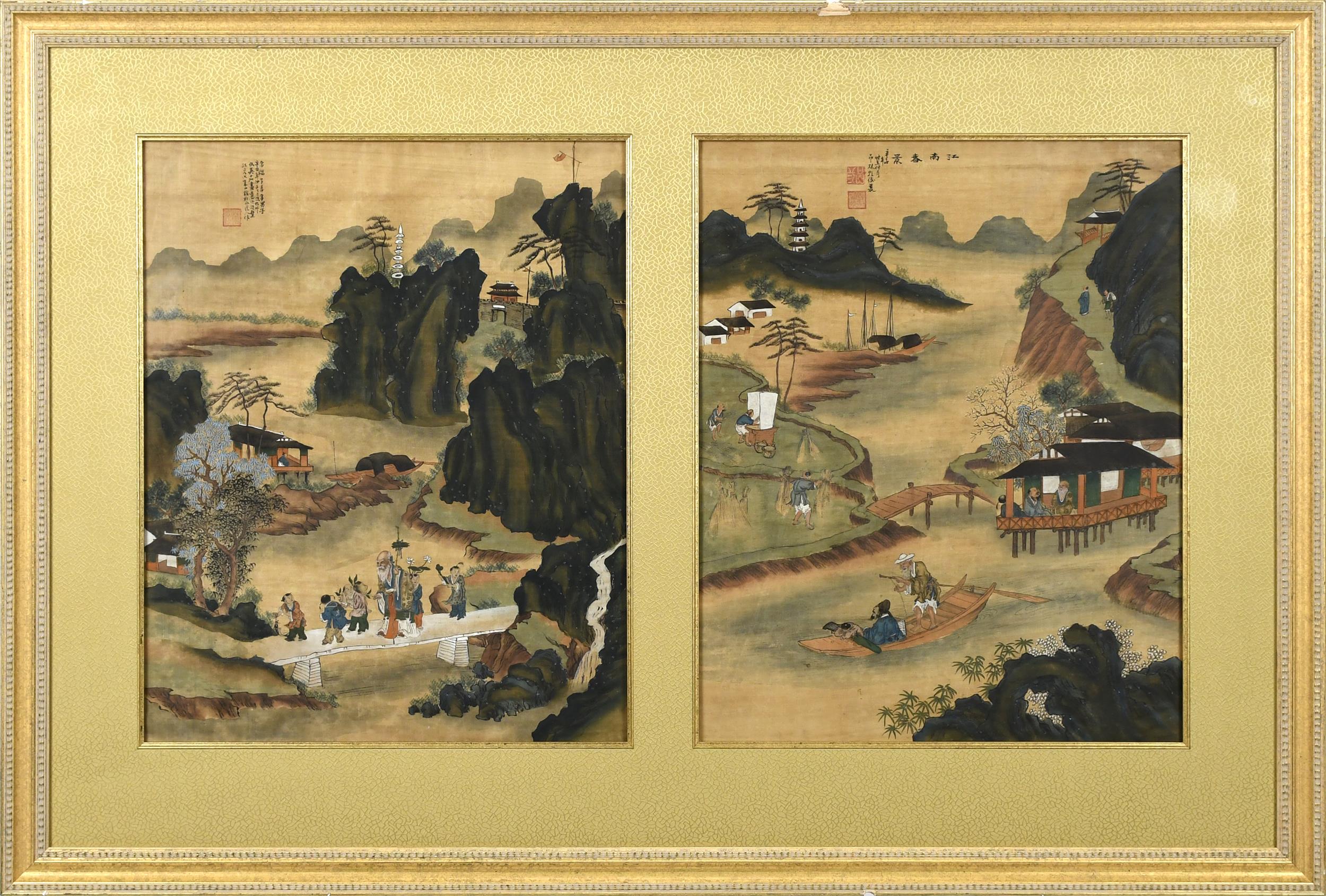 19TH C CHINESE DIPTYCH PAINTING  307814