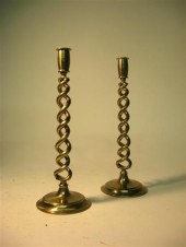 Pair of bronze candle sticks    20th