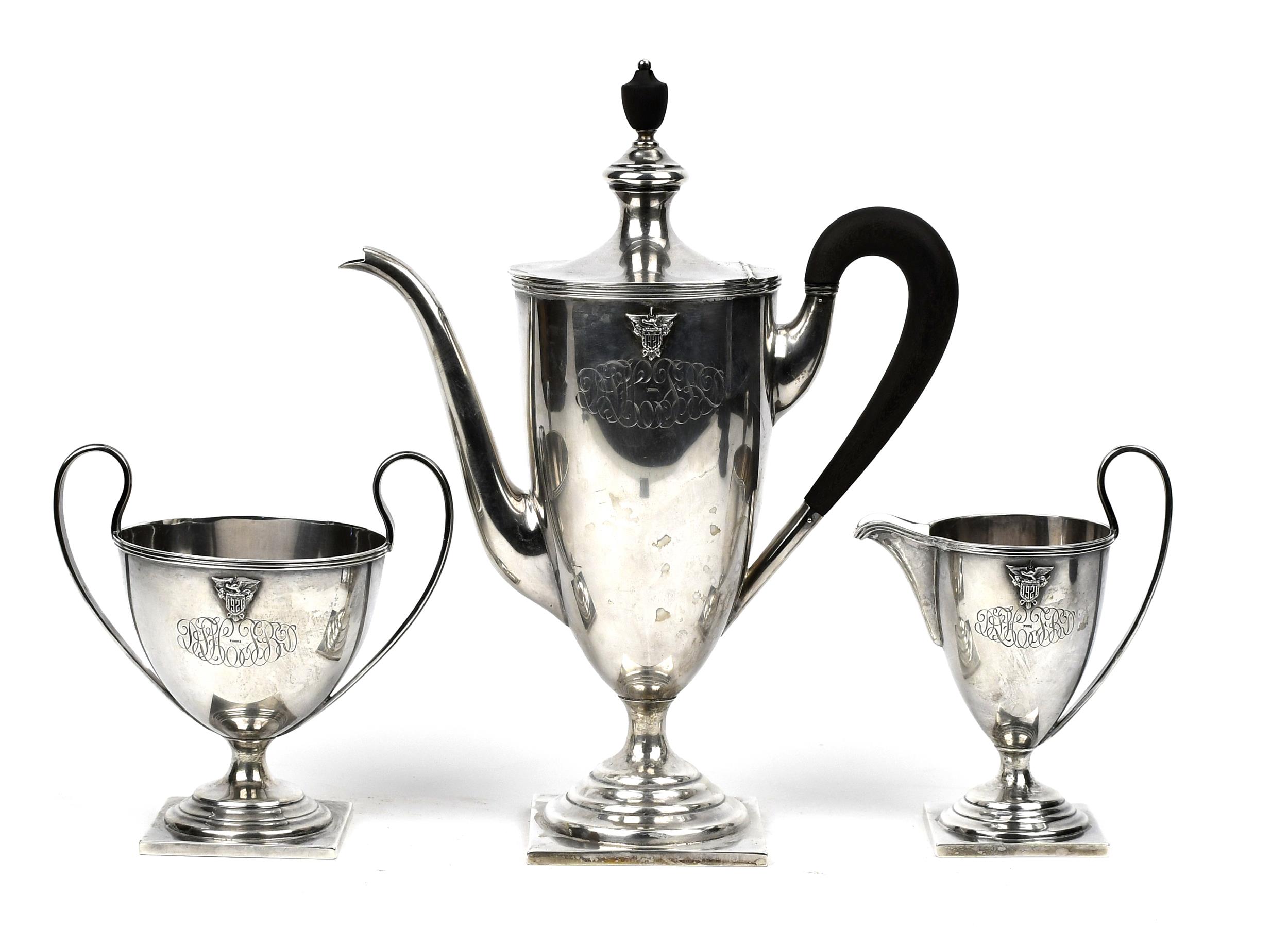 THREE PIECE STERLING TEA SET WITH