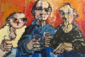 CJP LE QUIDRE  THREE MEN DRINKING WINE