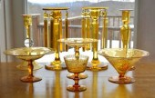 Eight vintage pieces of Amber Pairpoint 3061cf
