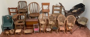 A large group of doll furniture  306357