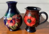 A vintage Moorcroft pitcher and vase,