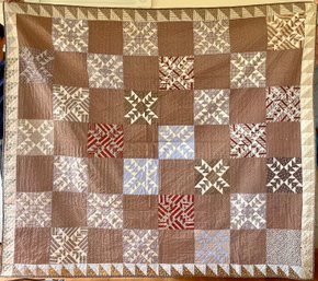 Ca 1930s handmade quilt in brown 30684a
