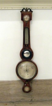 Regency line inlaid mahogany barometer