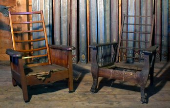Two antique ‘Morris’ chair frames.