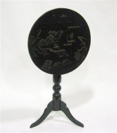English japanned tilt top table    late