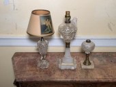 Three antique lamps, including: large