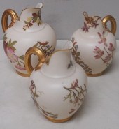 THREE ROYAL WORCESTER FLORAL DECORATED 30972f