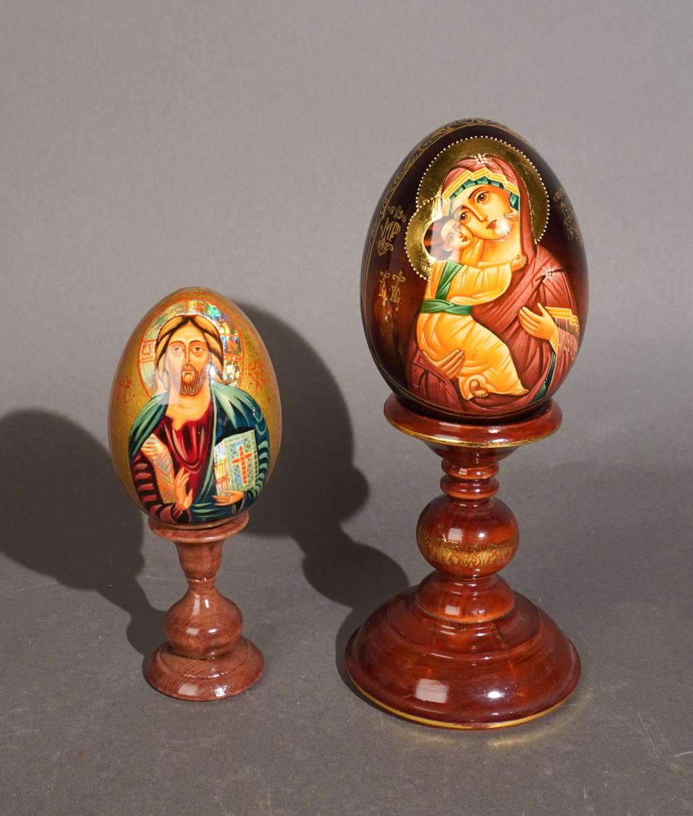TWO RUSSIAN PAINTED LACQUER ICON 309a15