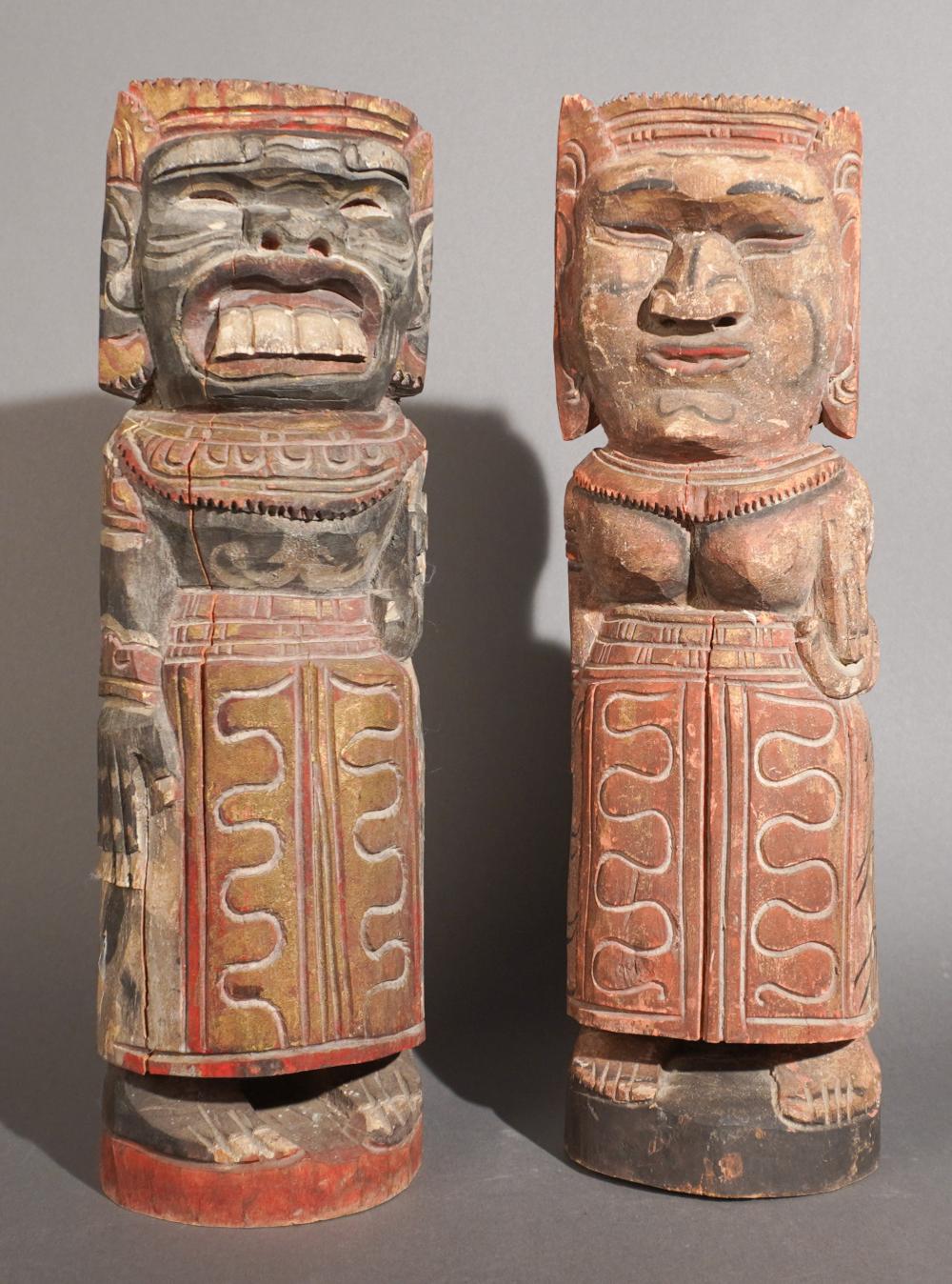 TWO PACIFIC ISLANDER CARVED AND 309d7e