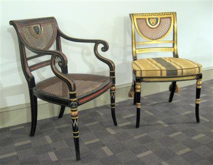 Two Regency style painted and ebonized 4dcce
