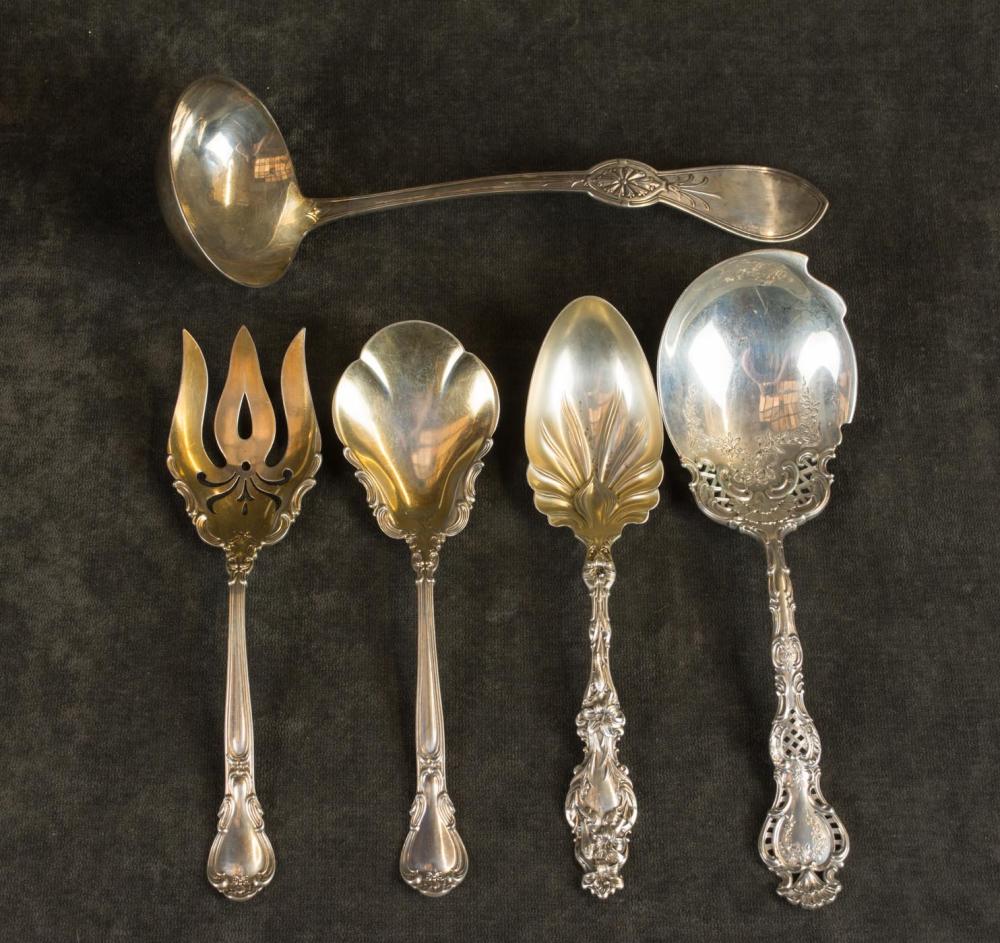 FIVE LARGE STERLING SILVER SERVING 30a191