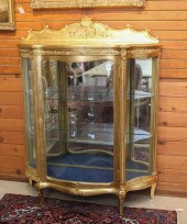 GILTWOOD AND CURVED GLASS CHINA CABINETLOUIS