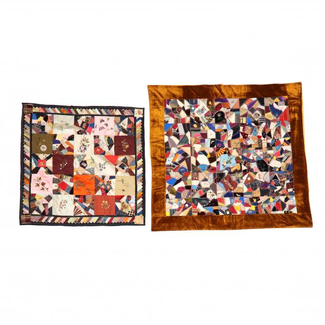 TWO ANTIQUE CRAZY QUILTS The first 30a752