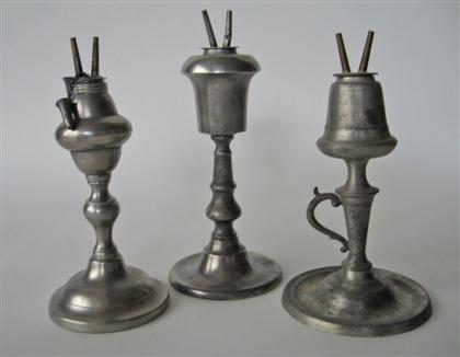 Three pewter camphene burner lamps 4da5a