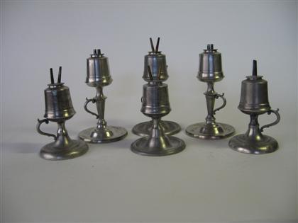Six pewter whale oil lamps  4da5b