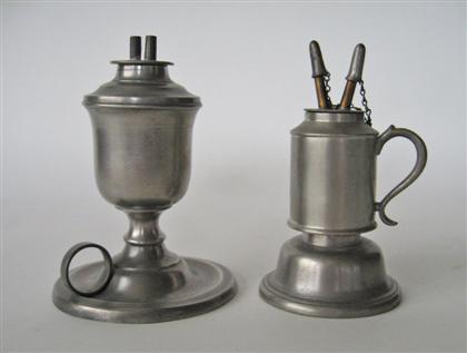 Two pewter camphene chamber lamps 4da5c