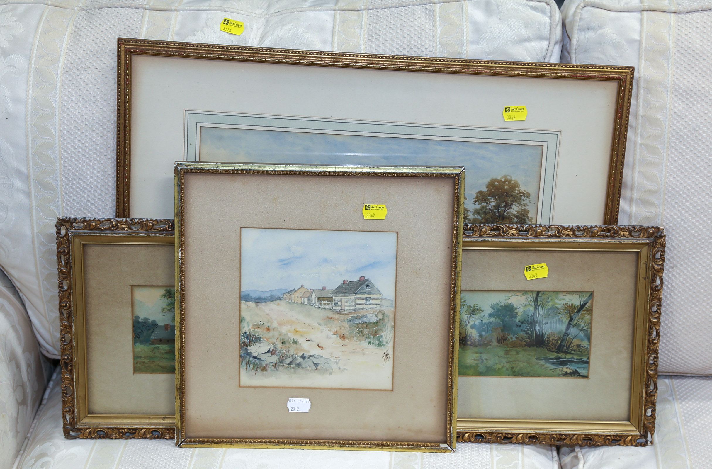 TWO WATERCOLORS A PRINT FRAMED 308999