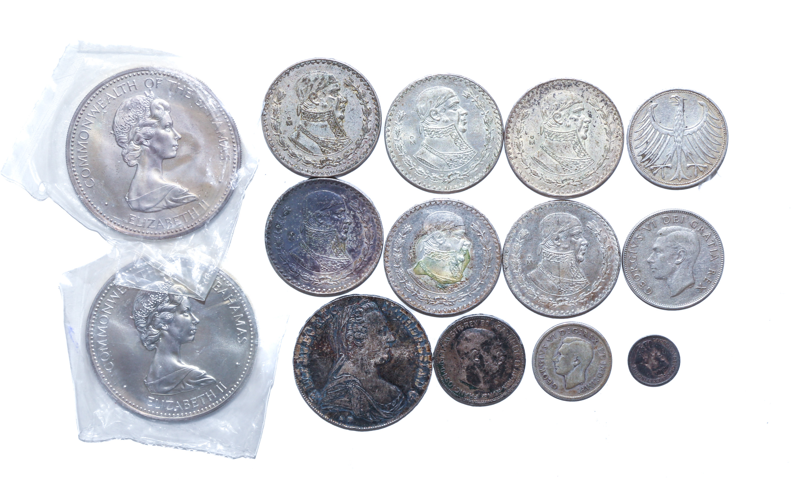13 WORLD SILVER COINS MANY LARGE 308a7d