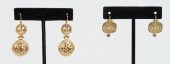 (2) Pairs 18K Yellow Gold Etruscan Style
