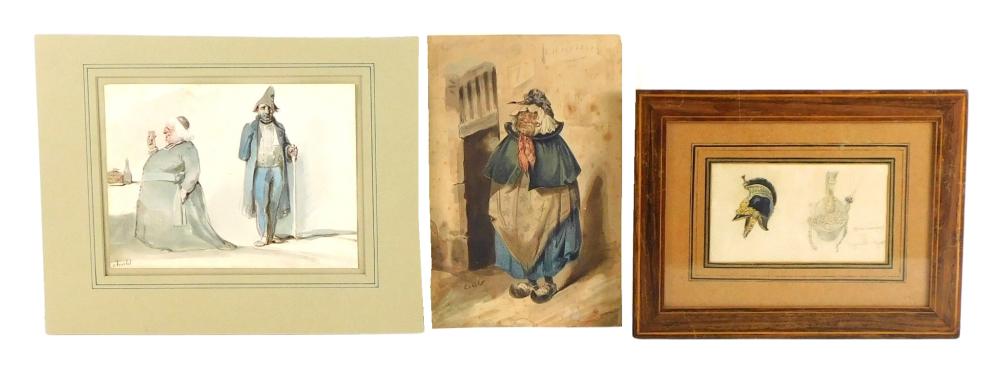  THREE WATERCOLORS TWO BY NICOLAS TOUSSAINT 30935d